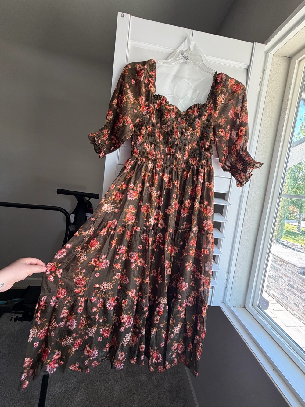Baltic Born Brown Maxi Dress with Pink Floral Print - Picture 4 of 6